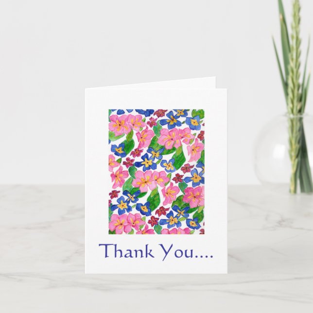 Primroses 'Danke' Notecard Dankeskarte (Vorderseite)