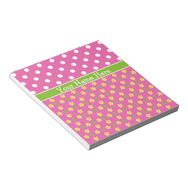 Primroses Notepad to Personalize: Pink Polka Dots Notizblock (angewinkelt)