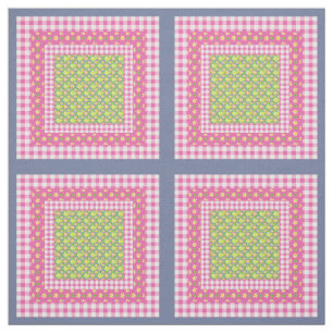 Primroses Pink Blue Green Imitats Muster Stoff