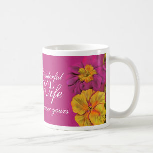 Primula floral art Wonderful Wife mauve mug Tasse