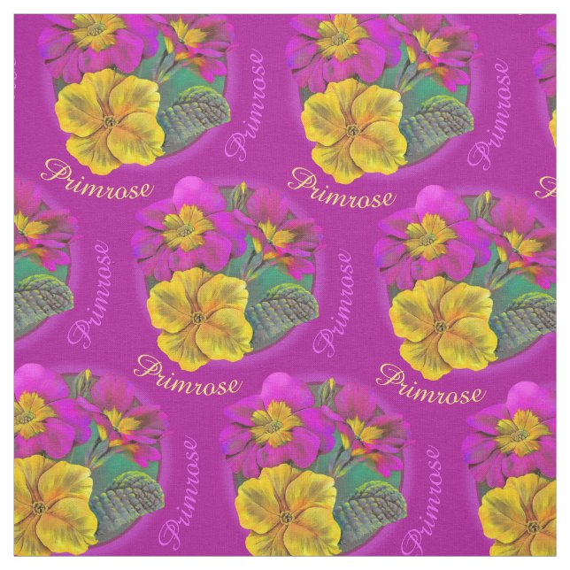 Primula-Frühling botanische Aquarellstoffe Stoff (Muster)