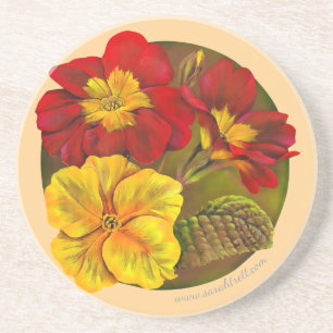 Primula Primrose Art Spring Blume Sandstein Untersetzer