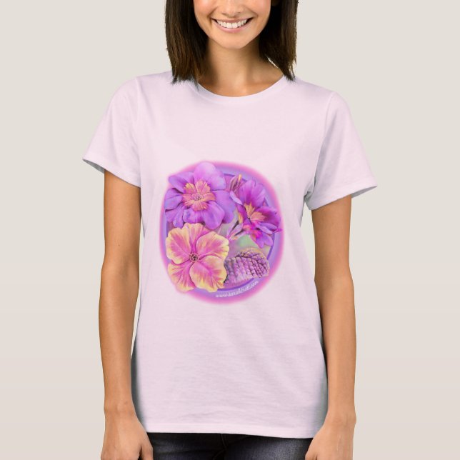 Primula Primroses bemalt T - Shirt (Vorderseite)