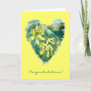 Primula veris Green Heart Gratululationskarte Karte