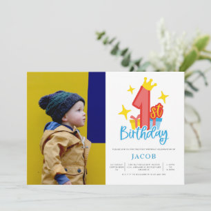 Prince 1. Geburtstag Party Foto Einladung