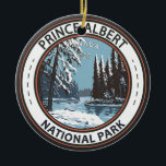 Prince Albert National Park Canada Winter Abzeiche Keramik Ornament<br><div class="desc">Prince Albert National Park Vektorgrafik Design. Der Park ist größtenteils ein Wald- und Seengebiet,  durchzogen von Bächen und Naturpfaden.</div>