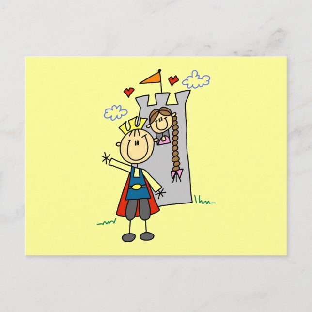 Prince and Girl in Tower Tshirts und Geschenke Postkarte (Vorderseite)
