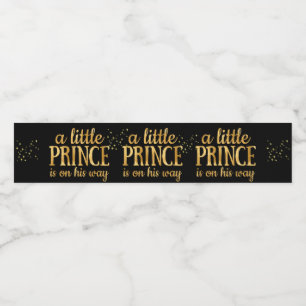 Prince Baby Dusche Royal Black Gold Foil Boy Wasserflaschenetikett