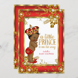 Prince Baby Duwer Red Gold White Ethnic Einladung