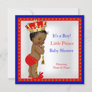 Prince Baby Duwer Red White Blue Boy Ethnic Einladung
