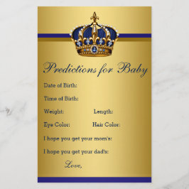 Prince Baby Shower Advisor Prediction Game Cards Flyer