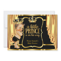Prince Baby Shower Black Gold Drapes Brünett