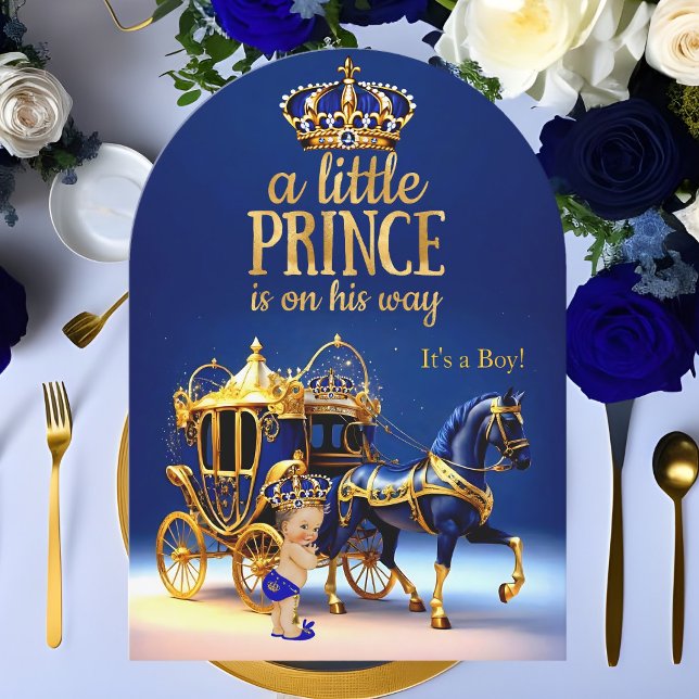 Prince Baby Shower Blue Gold Carriage Einladung (Von Creator hochgeladen)