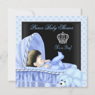 Prince Baby Shower Boy Blue Bassinette Einladung
