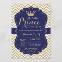 Prince Baby Shower Einladung Marine und Gold