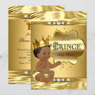 Prince Baby Shower Gold Foil Ethnic Baby Boy Einladung