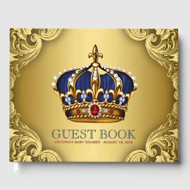 Prince Baby Shower Guest Book Gästebuch (Vorderseite)