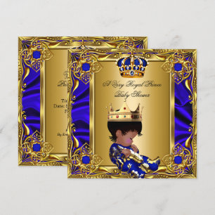 Prince Baby Shower Regal Gold Royal Blue Boy Einladung