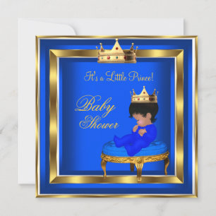 Prince Baby Shower Royal Blue Gold Boy Crown OM Einladung