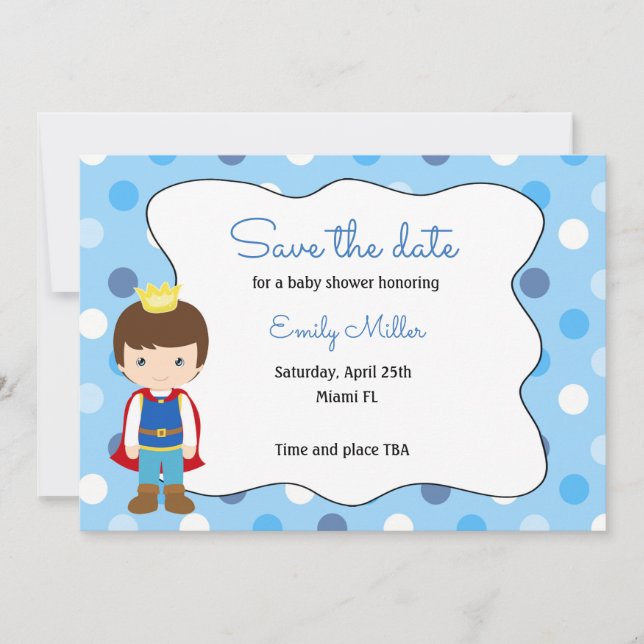Prince Baby Shower Save the Date (Vorderseite)