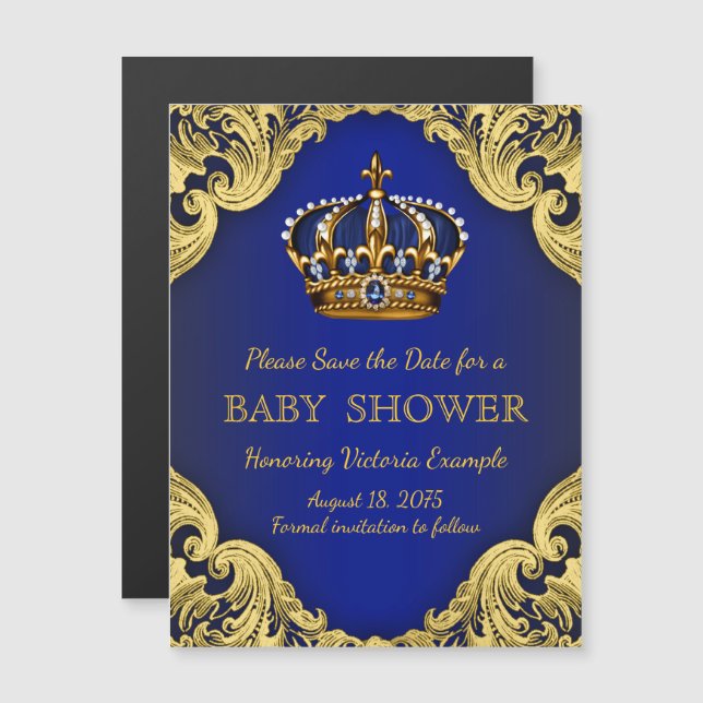 Prince Baby Shower Save the Date Postkartenmagnete Magneteinladung (Vorne/Hinten)