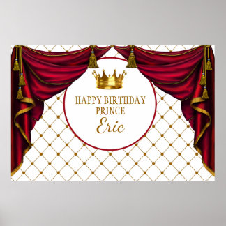 Prince Backdrop, Prince Party Red und Gold Poster