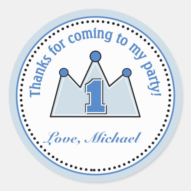 Prince Birthday Party Gefallen Stickers (Vorderseite)