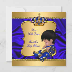 Prince Boy Baby Dusche Blue African American Silk Einladung