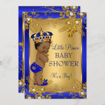 Prince Boy Baby Dusche Gold Blue African American