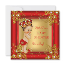 Prince Boy Baby Dusche Gold Red Brünett