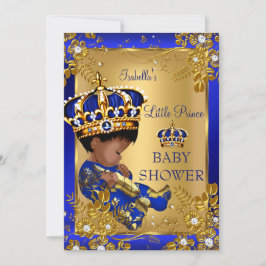 Prince Boy Baby Duwer Gold Blue Crown Ethnic Einladung