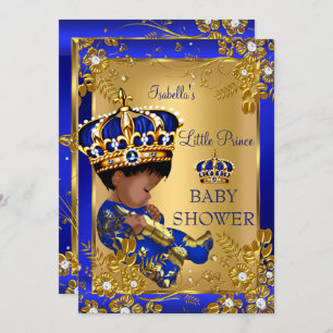 Prince Boy Baby Duwer Gold Blue Crown Ethnic Einladung