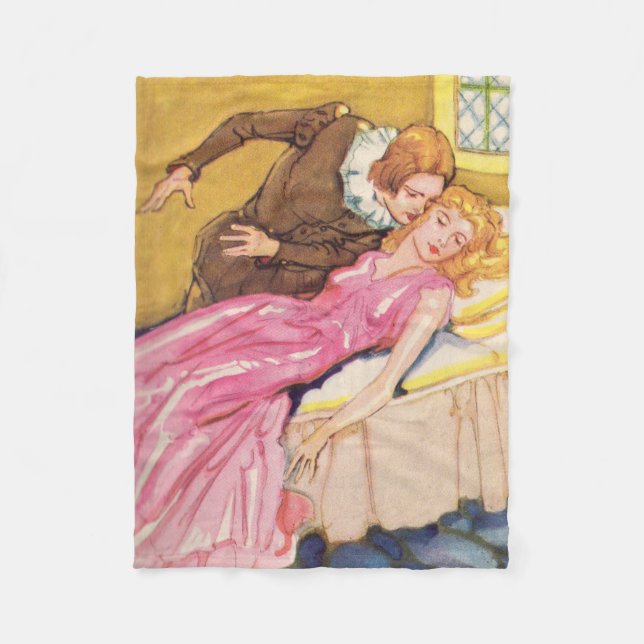 Prince Charming küsst Schlaf Schönheit Fleecedecke (Vorderseite)