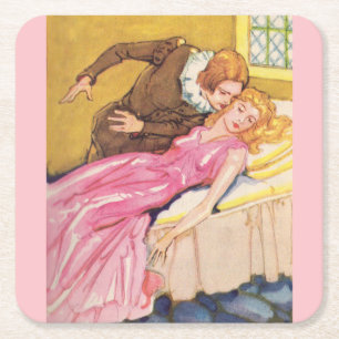 Prince Charming küsst Schlaf Schönheit Rechteckiger Pappuntersetzer