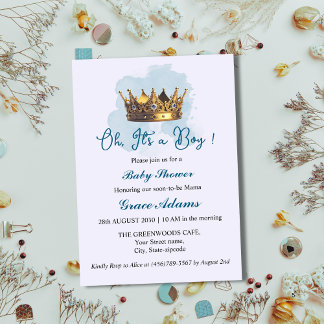 Prince Crown (baby boy) Baby Shower Invitation Einladung