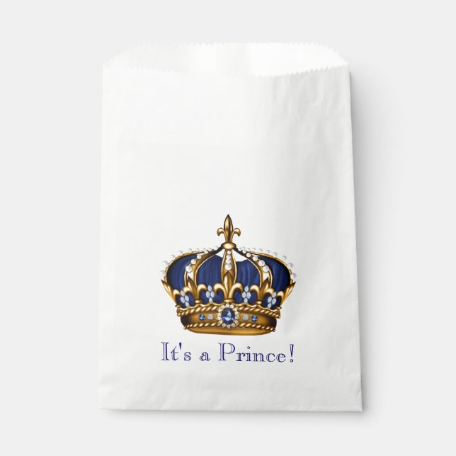 Prince Crown Baby Dusche Geschenktütchen (Vorderseite)