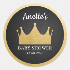 Prince Crown | Baby Dusche Gold Foil | Kopfbrett Runder Aufkleber