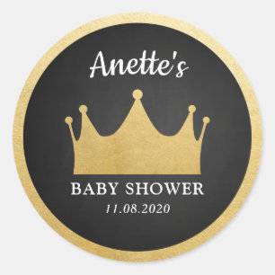 Prince Crown   Baby Dusche Gold Foil   Kopfbrett Runder Aufkleber