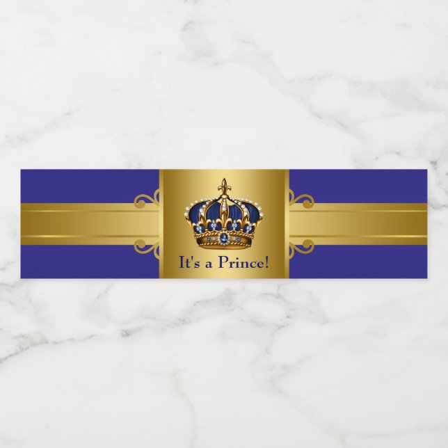 Prince Crown Baby Dusche Wasserflaschen Etiketten (Einzelnes Label)