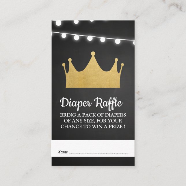 Prince Crown | Babydusche Gold Foil Windeln Raffle Begleitkarte (Vorderseite)