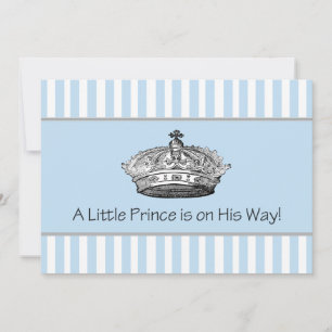 Prince Crown Blue White Baby Boy Dusche Einladung
