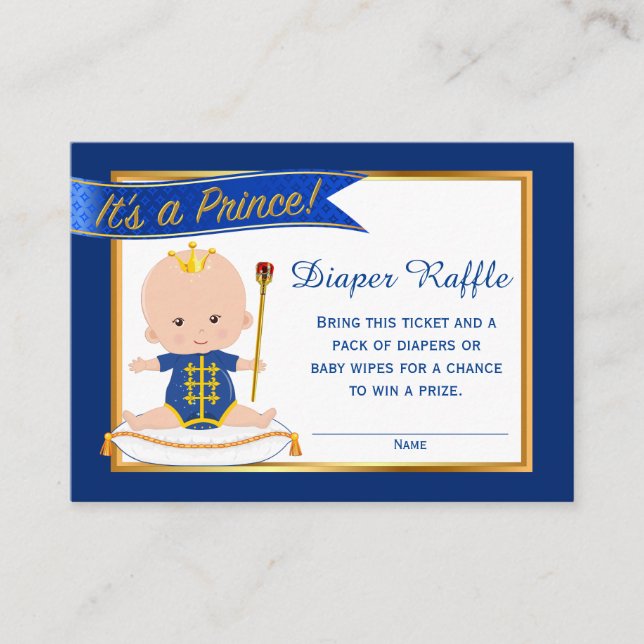 Prince Diaper Raffle Tickets Begleitkarte (Vorderseite)