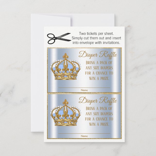 Prince Diaper Raffle Tickets Einladung (Vorderseite)