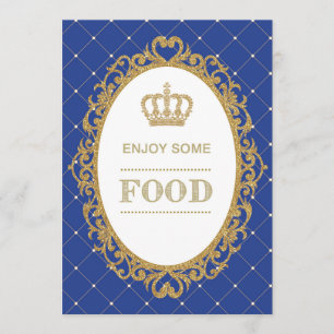 Prince Food Sign Royal Blue Gold Baby Dusche Dekor Einladung