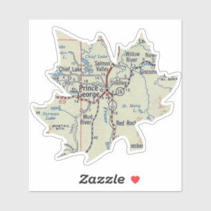 Prince George BC Map Aufkleber