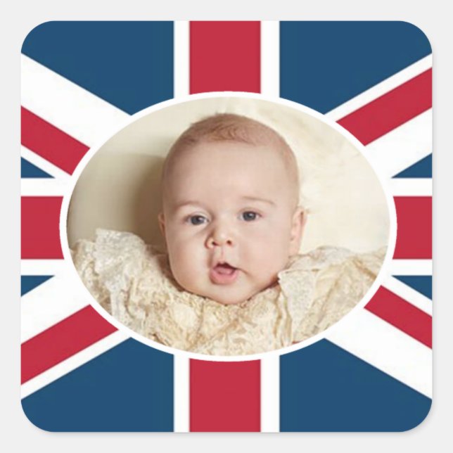 Prince George - William & Kate Quadratischer Aufkleber (Vorderseite)