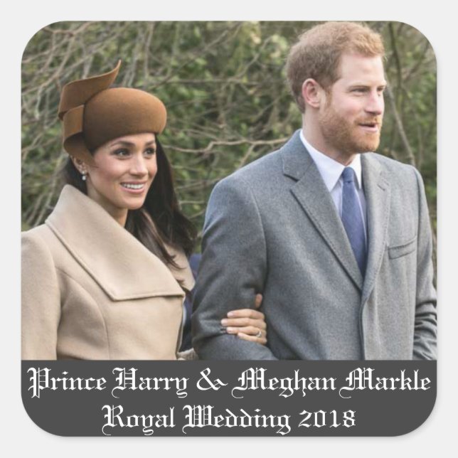 Prince Harry & Meghan Markle Royal Wedding 2018 Quadratischer Aufkleber (Vorderseite)