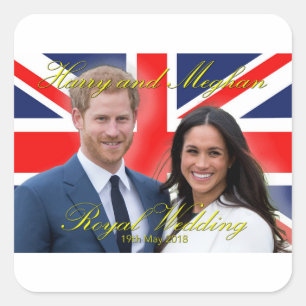 Prince Harry und Meghan Markle Royal Wedding Quadratischer Aufkleber