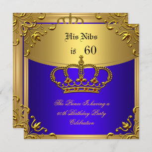 Prince King Red Gold Royal Blue Crown Geburtstag 6 Einladung