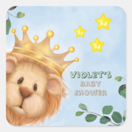 Prince Lion Golden Crown Eucalyptus Baby Dusche Quadratischer Aufkleber